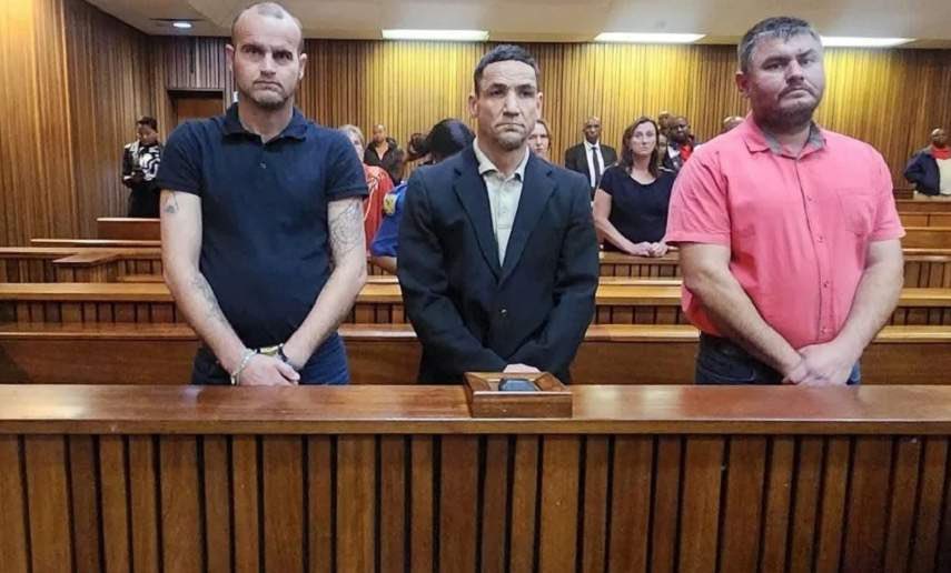 southafricandly's tweet image. Three men, Jaco Kemp, Louis Coetzee and Gert van der Westhuizen have been convicted of the premeditated murder of farm worker Dumisani Phakathi in the North West province. The Gauteng High Court found they acted together in the killing in September 2023 and hid Phakathi’s body