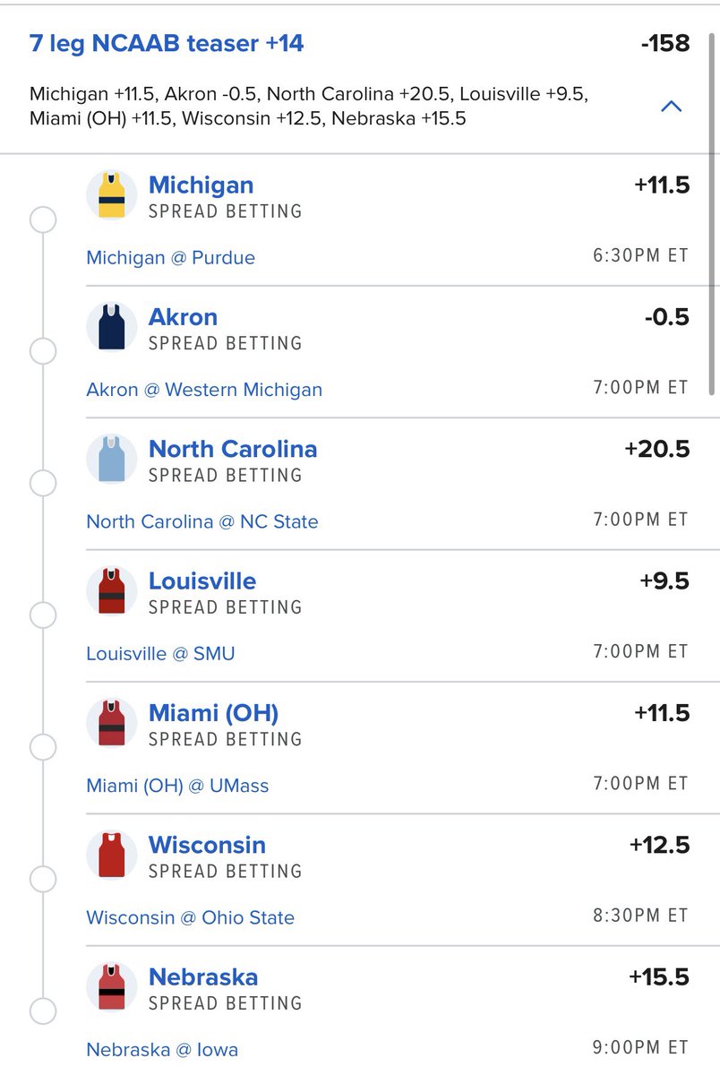 DixieRect188667's tweet photo. NCAAB Teaser / Michigan ML 
1U each 
@blindmicebets https://t.co/USgoF0HAFQ