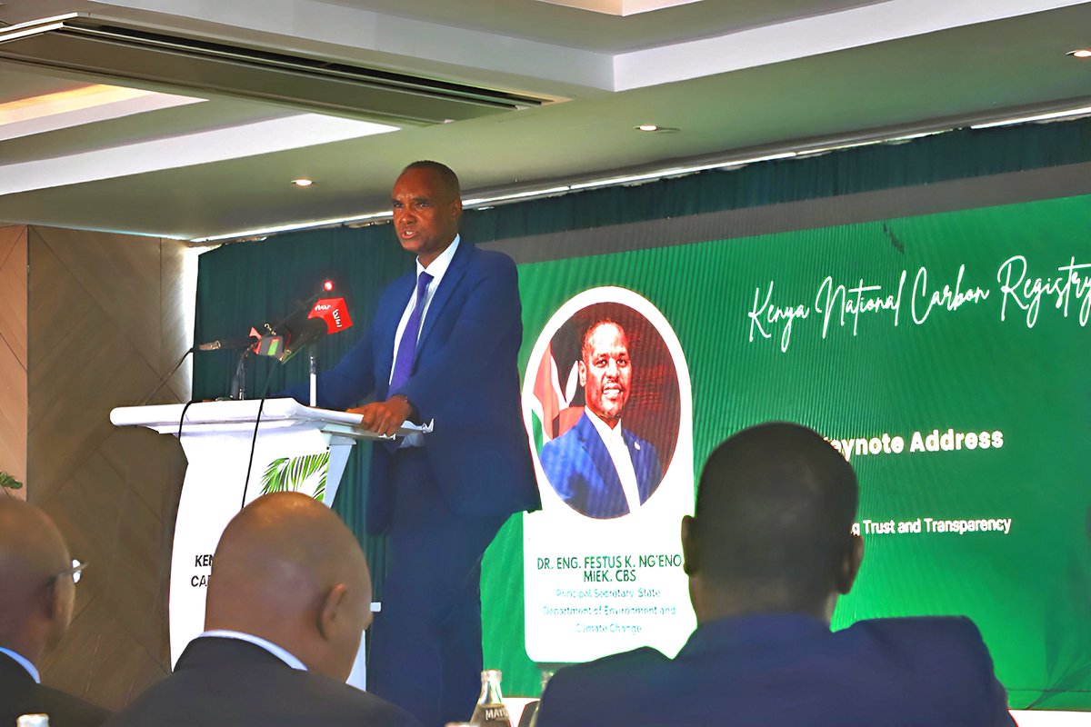 ClimateEnvoyKe's tweet photo. Kenya has officially launched its National Carbon Registry, a defining milestone in our climate journey and a clear signal that we are moving from ambition to implementation.

This registry is the strategic infrastructure that enables a credible, functioning carbon market. By digitising and standardising the tracking of projects, credit issuance, transfers, and corresponding adjustments, we are embedding transparency, environmental integrity, and investor confidence at the core of Kenya’s carbon market ecosystem.

Designed for global interoperability, it positions Kenya to align with international standards while ensuring that carbon finance delivers real climate impact, supports sustainable development, and creates equitable value for our communities.

Honoured to have marked this milestone alongside Dr. @DrDeborahbarasa, Cabinet Secretary for Environment, Climate Change and Forestry; @Eng_F_Ngeno Principal Secretary, @EnviClimateC_Ke  Department for Environment and Climate Change; Mr. Gitonga Mugambi, EBS, Principal Secretary, State Department for Forestry; Prof. Mamo B. Mamo, Director General of the National Environment Management Authority @NemaKenya; Mr. Emilio Mugo, Chair of the NEMA Board of Management; @EUAmbKenya Ambassador Henrietta Geiger; Ms. Maren Kneller, Head of Cooperation at the Embassy of Germany Nairobi @GermanyinKenya; and H.E. Ambassador H.E. Valentin Zellweger, Ambassador of Switzerland to Kenya @SwissEmbassyKE. 

This is Kenya laying the institutional foundation to scale climate investment, accelerate clean energy transitions, and contribute meaningfully to global climate goals. To a greener, and prosperous future. 

#CarbonMarkets #ClimateAction #Kenya #ClimateFinance #GreenGrowth #Article6 #AfricaClimate #SustainableDevelopment #NetZero