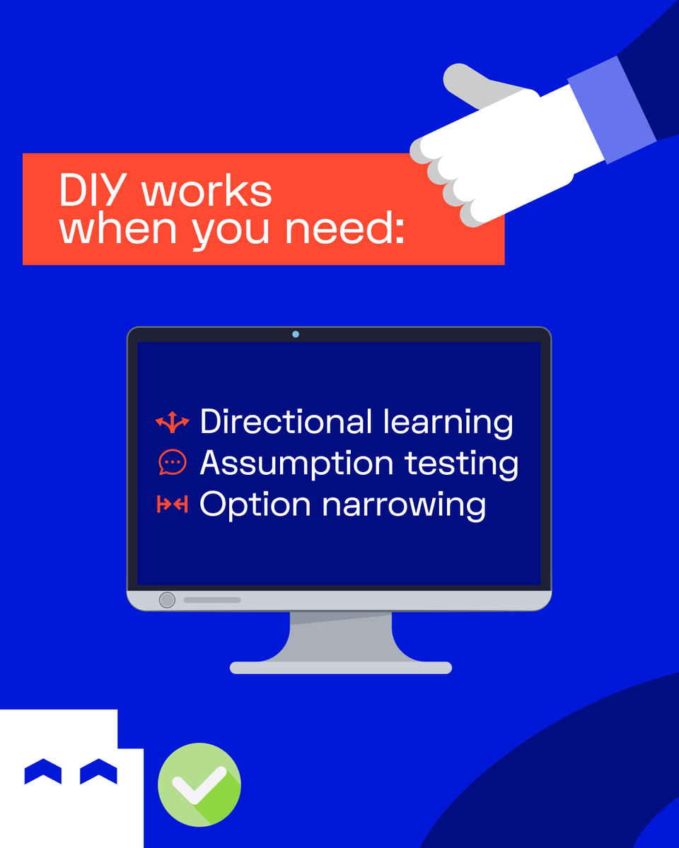 brainactiveai's tweet photo. DIY research isn’t wrong.

Using it without judgment is.

DIY works for exploration and direction-setting.

It breaks down when decisions are high-stakes or irreversible.

Method follows decision, not the other way around.

#MarketResearch #Brainactive https://t.co/WwIuiHDLiy