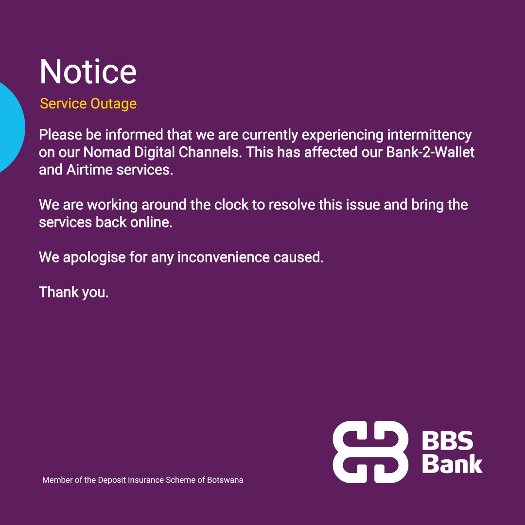 Notice: Service Outrage #BBSBank #Notice