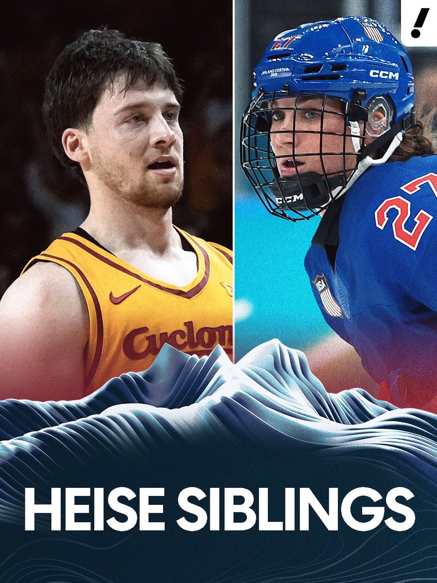 YahooSports's tweet photo. What a day for siblings Nate and Taylor Heise 🤯 

🏀 Monday evening: No. 6 Iowa State's Nate Heise hits go-ahead 3-pointer vs. No. 2 Houston 

🏒 Monday afternoon: Team USA's Taylor Heise scores in #WinterOlympics semifinal win over Sweden https://t.co/plKlpgW6sx
