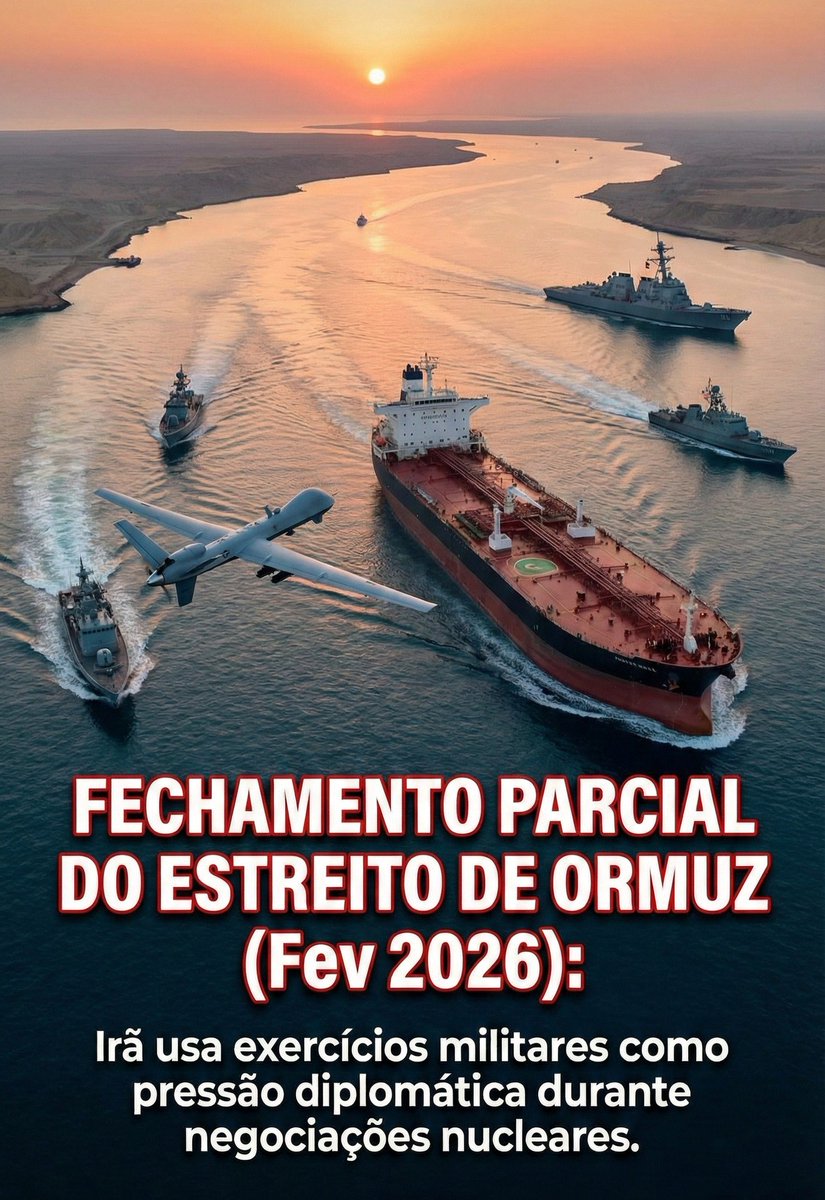 JKlesic's tweet photo. O Estreito de Ormuz voltou a ser o centro do tabuleiro mundial. 🇮🇷🇺🇸
​Com o fechamento parcial anunciado hoje (fev/2026), o Irã envia um recado claro ao Ocidente: "Querem negociar o programa nuclear? Lembrem-se de quem controla o fluxo de energia do planeta."
​O preço do barril já sente o reflexo. Até onde vai essa queda de braço?
​#Iran #Hormuz #OilPrice #Geopolitics #MiddleEast