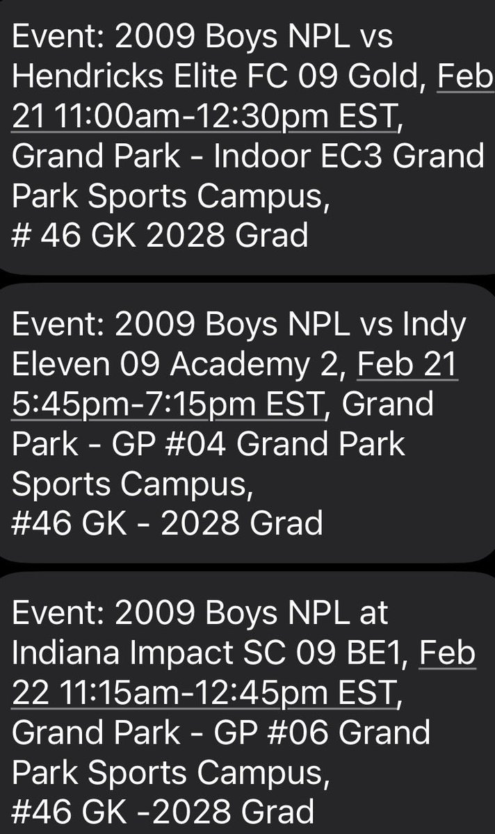 RileyMounce18's tweet photo. Here is my schedule this upcoming weekend for my tournament in Grand Park, Indiana. https://t.co/YxbkDk16PI