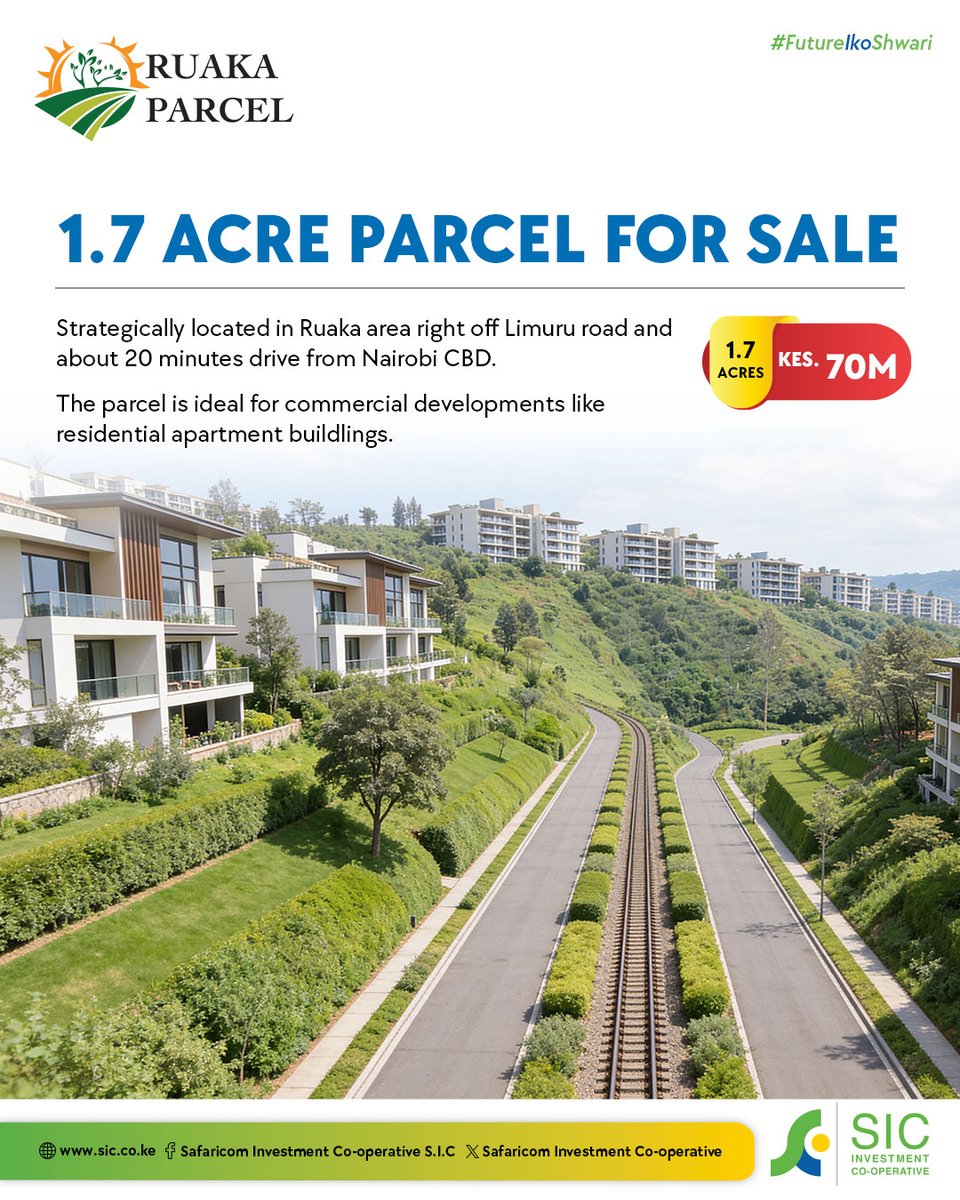 sicinvestment's tweet image. Build the Future of Urban Living in Ruaka

Get in touch with us on 0729121212, info@sic.co.ke or via our social media platforms.
Visit sic.co.ke to learn more about our projects

#RealEstateKenya #Ruaka #PropertyInvesting #CommercialProperty #SIC
