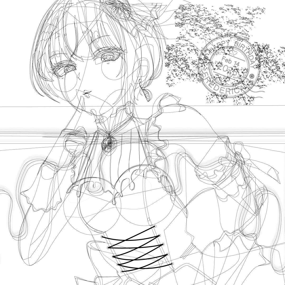 Fre_EV17's tweet image. これは死んだ初期ラフと完成したいつものやつです。お乳正円でパス取るのいい加減やめた方がいい。