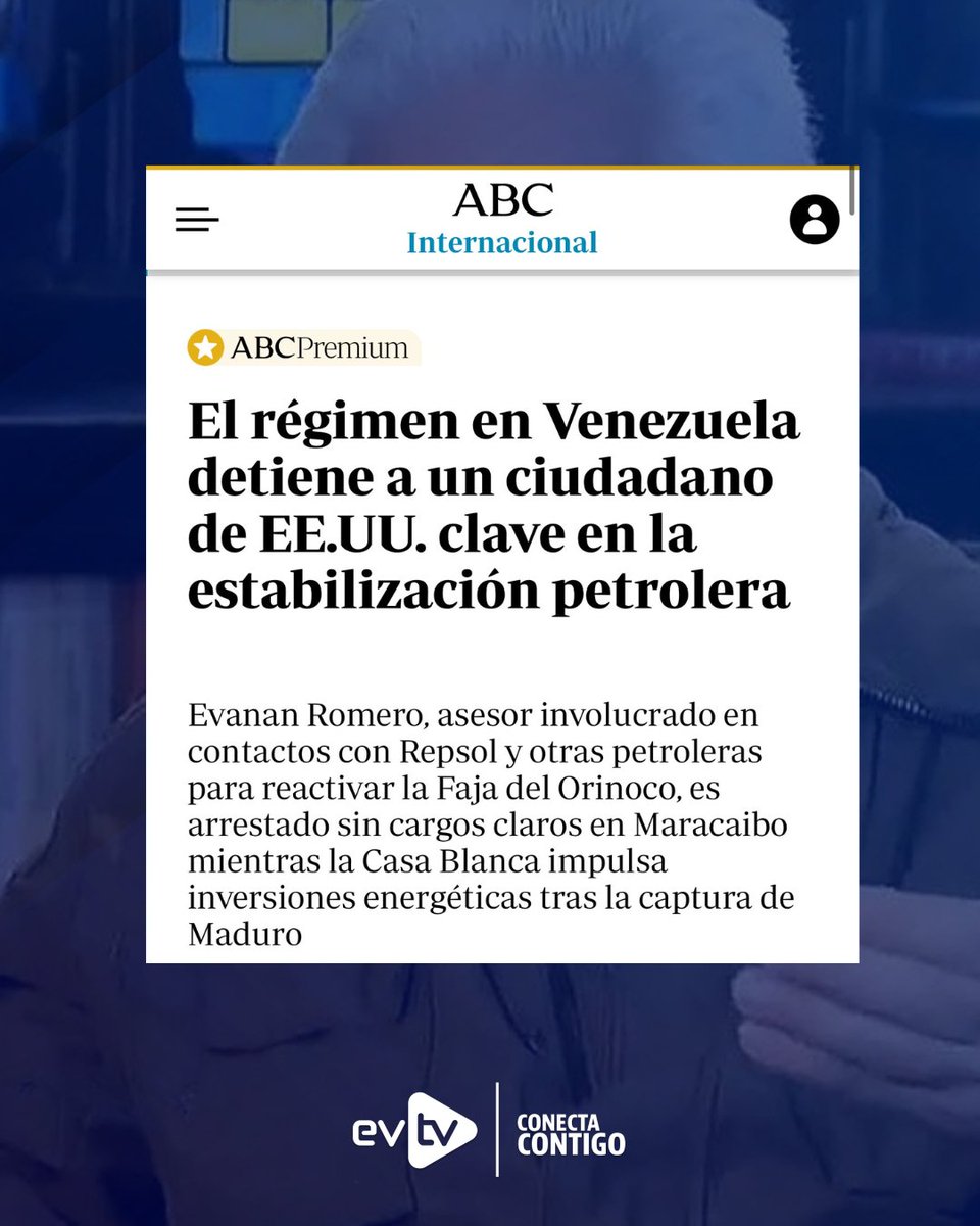 EVTVMiami's tweet photo. 🚨 Régimen chavista secuestra a experto petrolero estadounidense en Maracaibo

🇺🇸 Evanan Romero, ciudadano estadounidense y pilar técnico de la reconstrucción petrolera, fue detenido arbitrariamente por el régimen chavista en el aeropuerto de Maracaibo. Según reportó el diario ABC, el experto de 86 años se disponía a viajar a Caracas para cumplir una agenda con petroleras internacionales como Repsol, cuando una supuesta orden en el sistema policial impidió su traslado.

📊 Romero es una figura clave en los planes de estabilización energética que impulsa la administración del presidente Trump tras la captura del dictador derrocado Nicolás Maduro. El consultor, que fue viceministro de Energía y Minas, forma parte de un comité de 400 expertos que diseñan el retorno de gigantes como Exxon y ConocoPhillips al país.

⚠️ Debido a su avanzada edad y estado de salud, el experto permanece bajo custodia en una clínica privada, incomunicado y sin acceso a sus abogados. Romero denunció que su detención podría tratarse de una medida de carácter político y asegura que incluso se habría activado una alerta roja.

#NoticiasEVTV #EvananRomero #PetroleoVenezolano