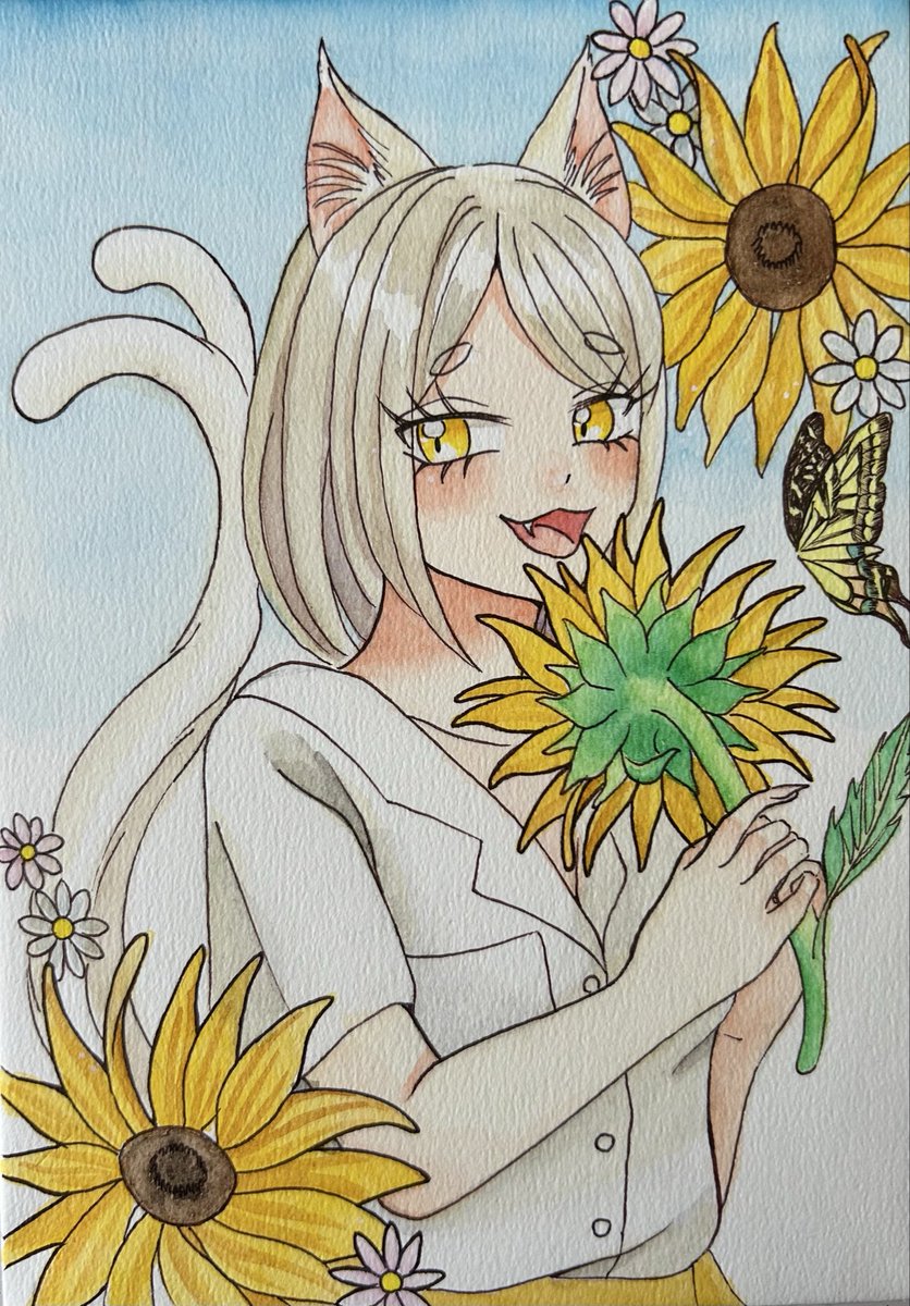 #自分で生み出した一次創作オリジナルキャラを流そう
シロ子さん　猫又商店という駄菓子屋を営んでいる、おっとりした性格の猫又さん