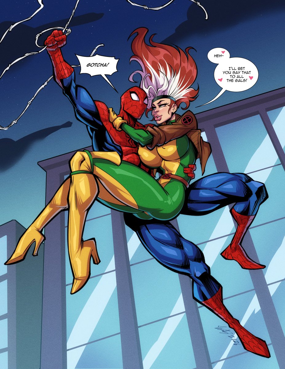 Commission for <a href="/SirMarwin944/">Marwin</a> 

Anyone wanting a throwback?  This is for the 90's babies, with Rogue doing a little flirting with everyone’s favorite neighborhood Spiderman!🕷️🕸️