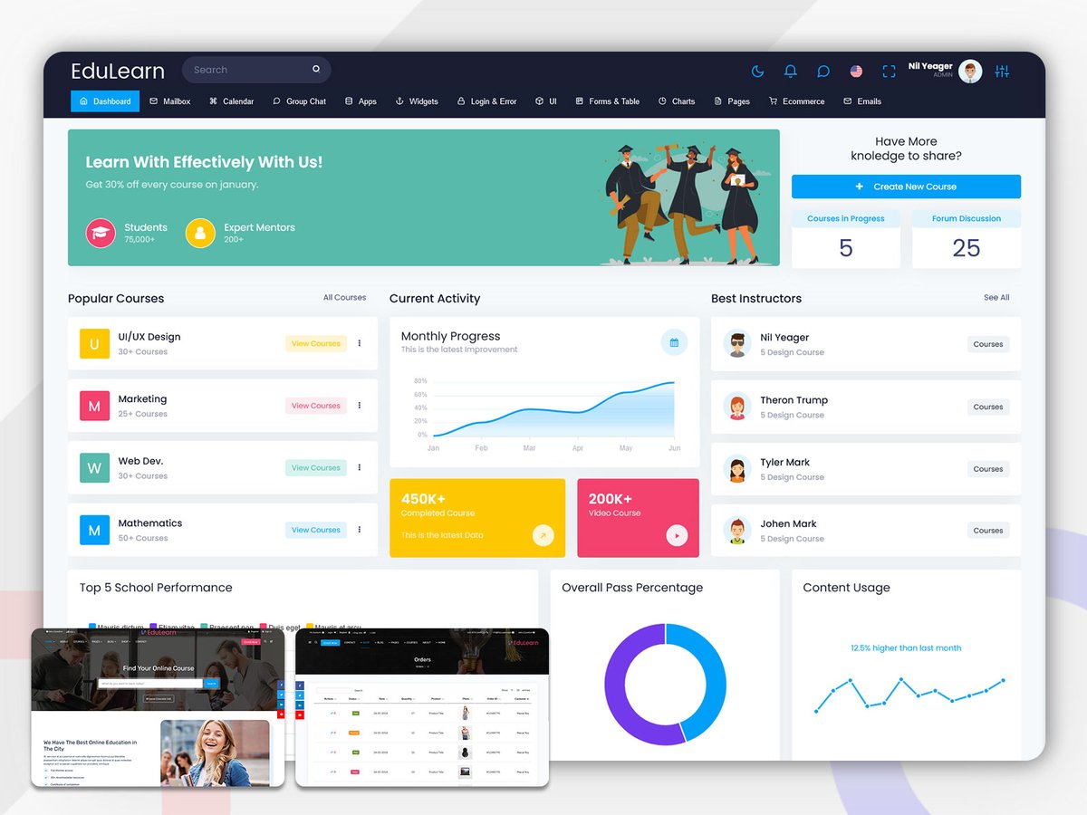 MultiStoreTheme's tweet photo. Modern LMS Admin Dashboard for Seamless Learning Management

Buy Now: https://t.co/3t1VQ2aKeK

#Bootstrap5 #LMSAdmin #EducationDashboard #AdminTemplate #BootstrapAdminPanel #DashboardDesign #OnlineLearning #ElearningDashboard #WebAppTemplate #ResponsiveUI #AdminUI https://t.co/EPRuIpu7c3