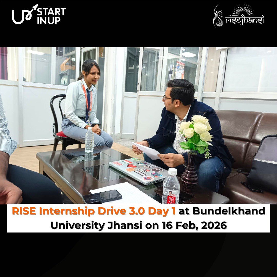 RiseJhansi's tweet photo. RISE Internship Drive 3.0 – Day 1
Bundelkhand University, Jhansi
16 February 2026
An energetic start with enthusiastic student participation. The session focused on internship opportunities, skill development, and real-world exposure.
#RISEJhansi #InternshipDrive https://t.co/lEmvknFACh