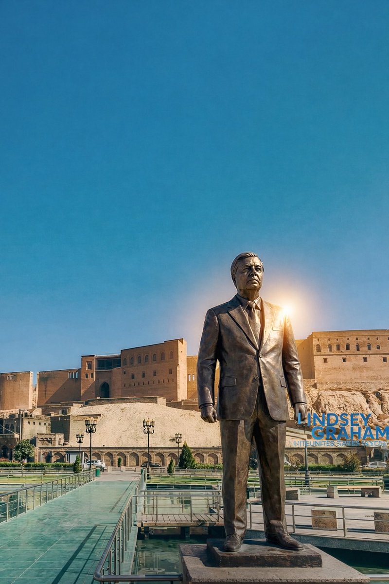 SarwanBarzani_'s tweet photo. In recognition of his continuous support for the Kurdish cause in the U.S. Congress, a statue of U.S. Senator @LindseyGrahamSC is being erected in Erbil the Capital of #Kurdistan Region as a gesture of gratitude and loyalty. https://t.co/XWlCdVbyJx