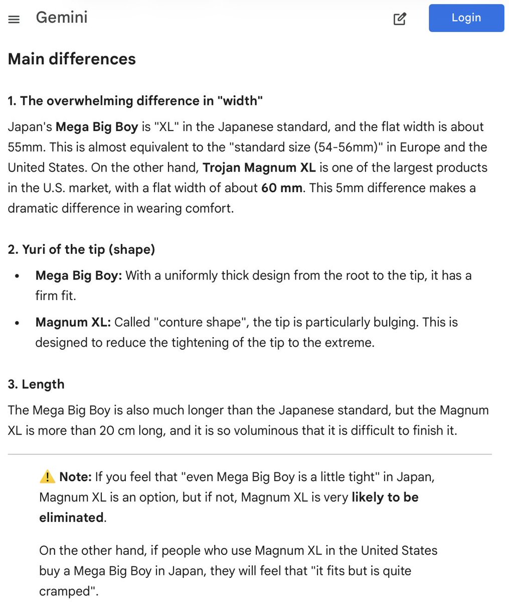 suno57103414's tweet photo. 🇯🇵Okamoto MegaBigBoy 🆚 Trojan MagnumXL 🇺🇸
How different?
I asked Gemini, and it said:
“MagnumXL is 1 or 2 sizes larger
The overwhelming difference in width”
Truth:
📏Length→ MagnumXL is a bit longer
💪Head→ MegaBigBoy is wider
🔵Base→ MagnumXL is a bit wider
#Condom #Size https://t.co/vh4D0x54h1