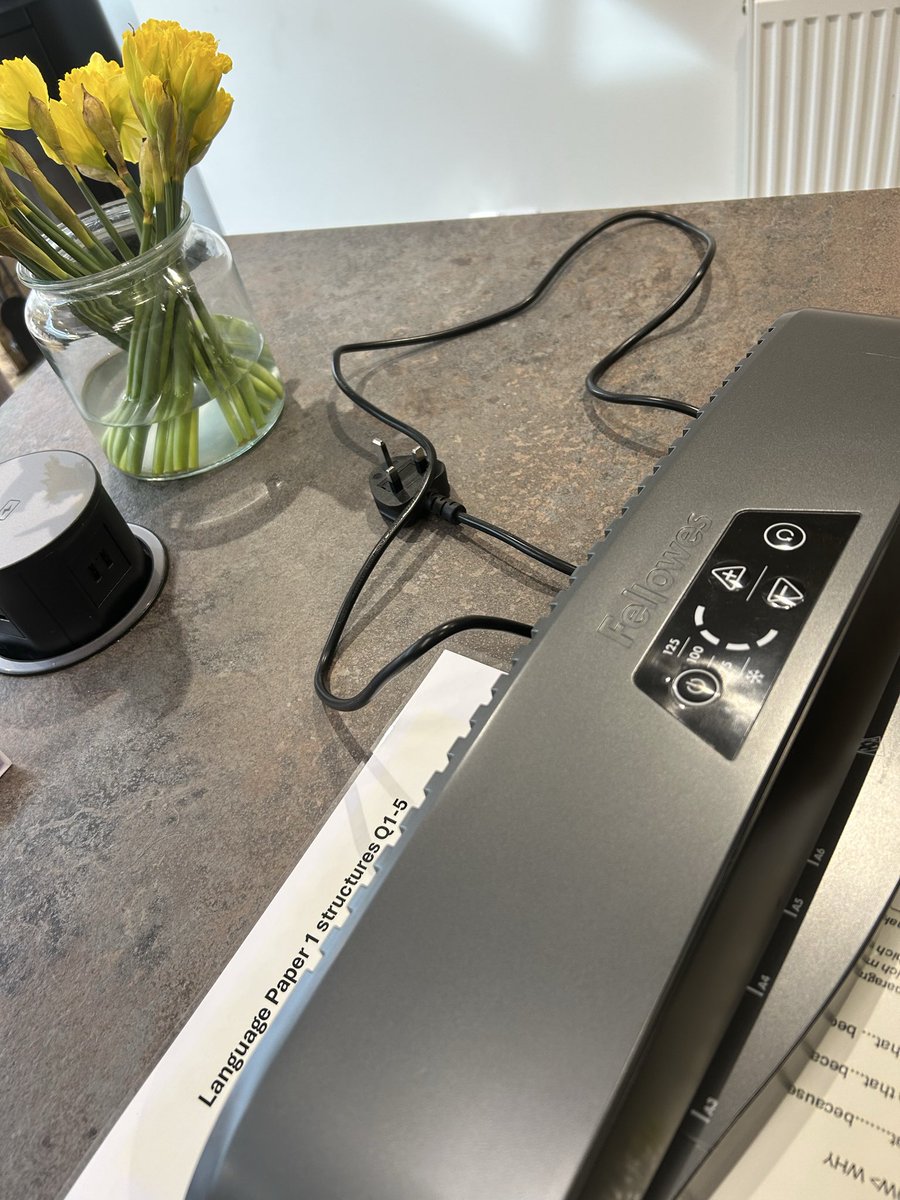 2ndry_Teacher's tweet photo. Half term is… bringing the laminator home to get a Year 11 resource finished https://t.co/I4uKAR4vRp