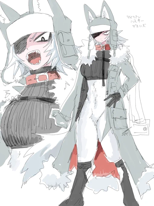 即席キャラデザOC 履いてないシベリアンハスキー人外