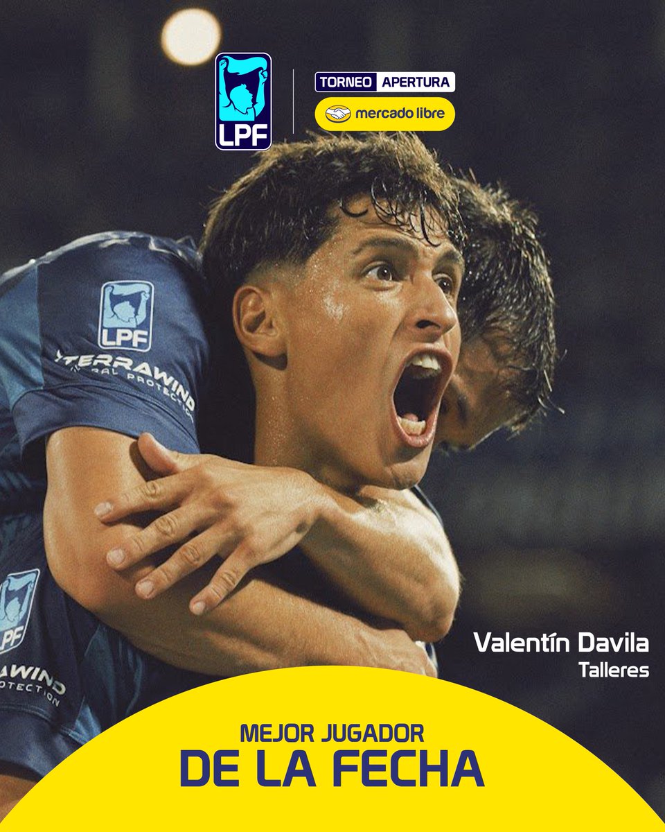 El #MejorJugador de la #Fecha5 llega con <a href="/ML_Argentina/">Mercado Libre Argentina</a> 🙌

Una noche soñada para Valentín Davila: doblete y victoria de <a href="/CATalleresdecba/">Club Atlético Talleres</a> en el #TorneoMercadoLibre 2026 🏆

⚽️ Goles: 2
🎯 Remates al arco: 2
🧠 Efectividad en pases: 71% (10/14)