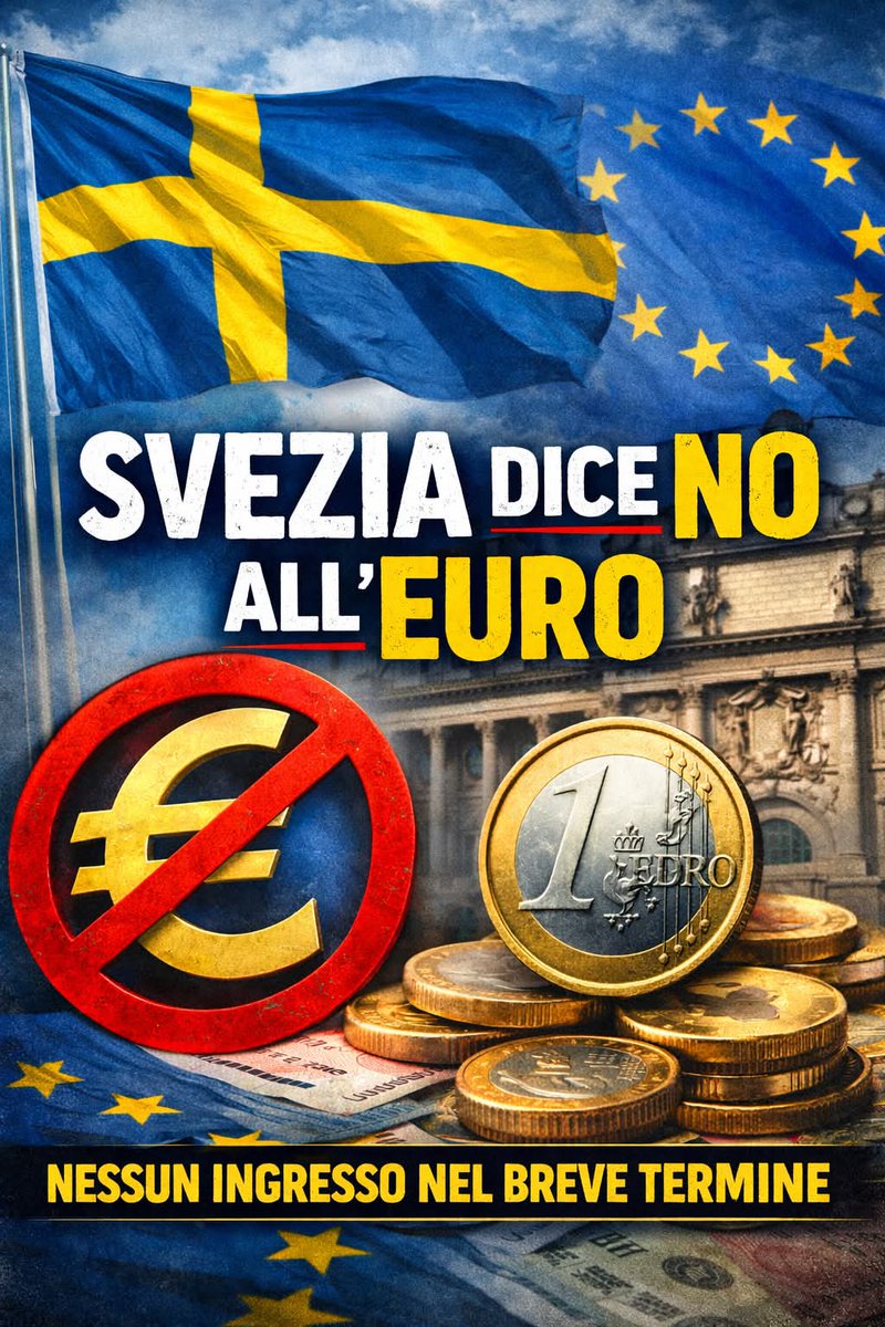 🇸🇪 SVEZIA, STOP ALL’EURO NEL BREVE TERMINE 🇸🇪

La Svezia non adotterà l’euro nel prossimo futuro. A dichiararlo è stata la ministra delle Finanze Elisabeth Svantesson, intervenuta a Bruxelles a margine dei lavori europei.

Interrogata sulla tempistica di un’eventuale adesione