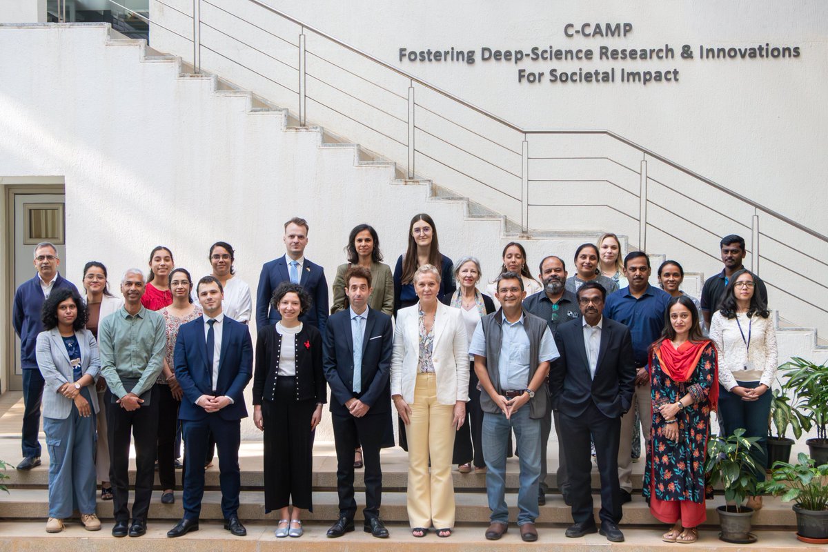 CCAMP_India's tweet photo. We were delighted to host Hon’ble French Minister Anne Le Hénanff (Minister Delegate for Artificial Intelligence and Digital Technology) and other French delegates at C-CAMP. 

Hon'ble Minister had involved discussions with CCAMP Dir-CEO and team on C-CAMP's mandate as an enabler and catalyst of science and innovation for societal impact.

The interaction covered C-CAMP’s focus on AI in biotechnology; ways to deepen India's ties with France; and how to further synergise with the French innovation ecosystem at the highest leadership levels. 

The delegation also interacted with leadership from C-CAMP startups:
* Forus Health — transforming #EyeCare through advanced technology and innovative solutions
* Immunoai — mapping the #immune system for next-generation immune-related therapeutics
* Innaccel — developing novel medical devices for critical care and maternal & child health

@PMOIndia @EmmanuelMacron 
@ALehenanff  @Taslimarif @FranceinIndia @ParisanteCampus @MEAIndia @BangaloreFrance @scifrenchindia @IndiaembFrance @FrenchTechIndia @thierry_mathou  

@DrJitendraSingh @AshwiniVaishnaw @PrinSciAdvGoI @PrinSciAdvOff @DBTIndia @BIRAC_2012 @rajesh_gokhale @IndiaDST  @karandi65 @MoHFW_INDIA @DPIITGoI @AIMtoInnovate @NITIAayog @startupindia @GoI_MeitY @meitystartuphub @PriyankKharge @dineshgrao @ITBTGoK @Startup_Kar @Ktech_biotech @kiranshaw @kris_sg @RenuSwarup @doctorsoumya @kvijayraghavan @prashanthp @IndianDiplomacy @PIB_India @mygovindia