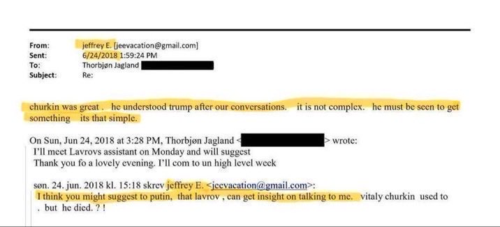 joni_askola's tweet photo. Way too few know about these Epstein emails that show that he helped Russia blackmail Trump: https://t.co/1xts3WDSc2