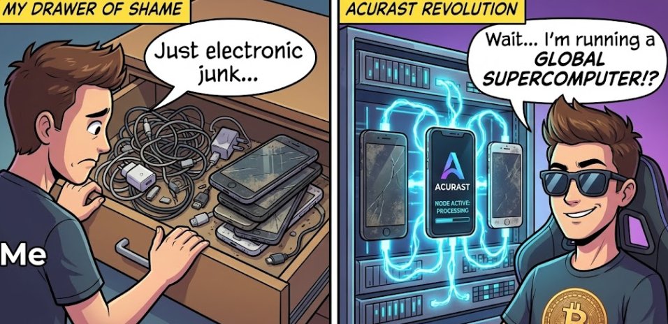 feralfeather's tweet photo. ACURAST: Turning your e-waste into a decentralized empire. 

 #Acurast #DePIN #meme   

Join the cloud rebellion and make your phones work: https://t.co/PSsKinEpUv   

Use my code   

e223e0   

to get started with @acurast https://t.co/sEdKtJMbjT