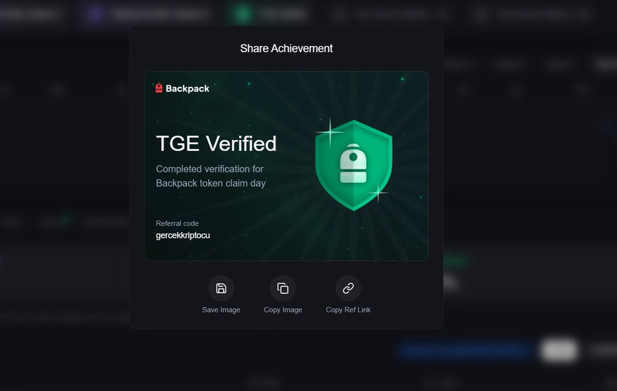 Backpack airdropunda tüm emeklerinizin boşa gitmemesi için tek bir adım kaldı: "TGE Verified" rozeti🎒  

Eğer puan topladıysanız, KYC doğrulamasını tamamlayıp bu rozeti almanız ŞART. Aksi takdirde claim ekranını göremeyebilirsiniz.  

Rozeti alanlar burada mı? 👇