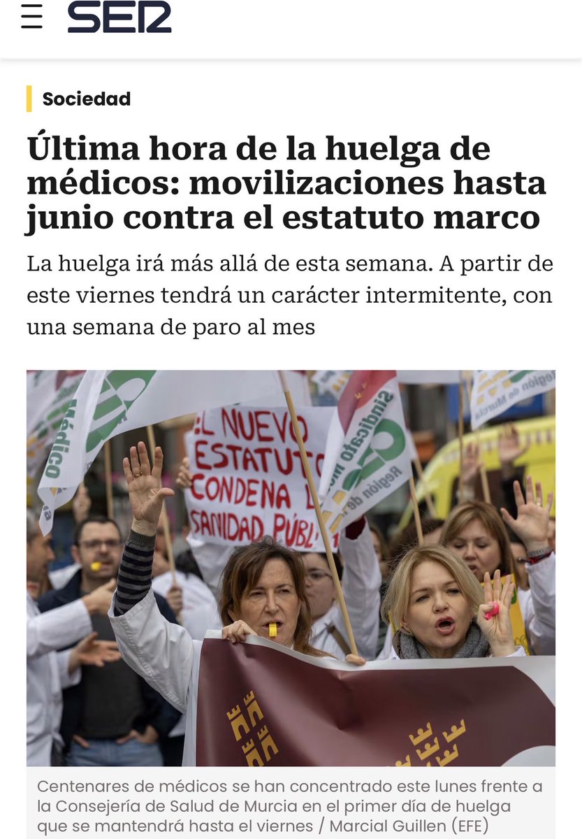 * Eran NUESTROS médicos, puntal esencia de nuestra sanidad pública.

* Fueron los protagonistas durante la COVID, nuestros héroes, a los que había que salir a aplaudir con emoción a los balcones.

Hoy son unos privilegiados. 
Hoy son fascistas.

Todo mi apoyo a los médicos y a