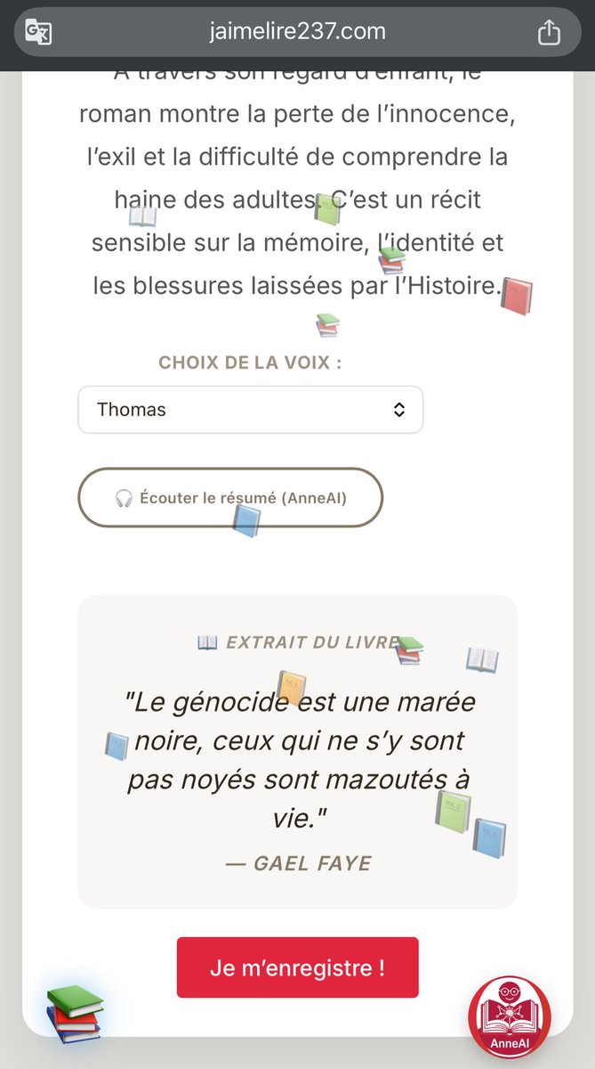 Hier vers minuit, impossible de dormir(le Barca veut me finir 😒)

Au lieu de tourner dans le lit, je me suis levé pour aller bricoler sur jaimelire237.com (oui, c’est devenu mon petit terrain de jeu du moment 😅).

Je me suis lancé un défi : et si chaque livre du mois