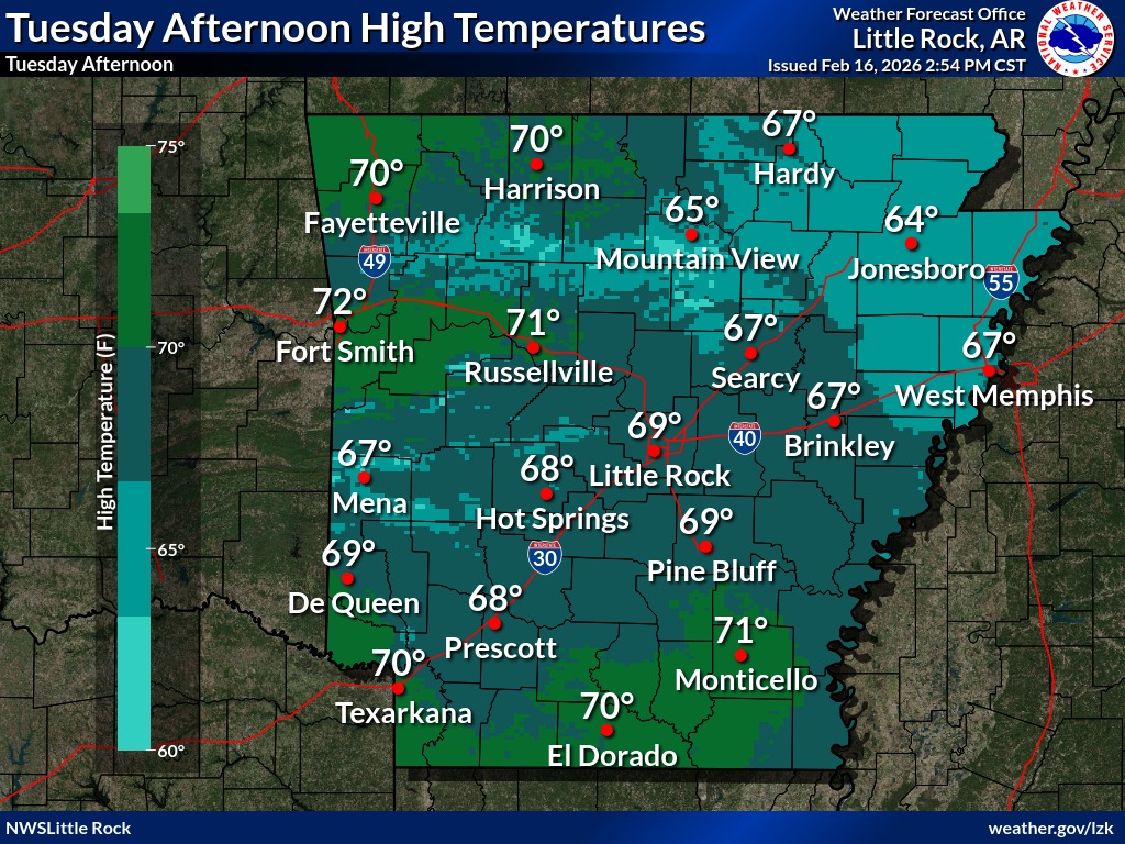 PulaskiAR's tweet image. 🌫️🌤️ Pulaski County Weather Update

Foggy start after the wet weekend, with clouds hanging around before afternoon clearing. Rain chances stay low, but keep an umbrella handy ☂️ Highs warm into the upper 60s to near 70° 😎

#PulaskiCountyWeather #FoggyMorning #ArkansasWeather