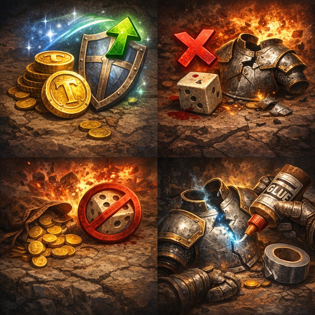 Reignofguilds's tweet photo. 🏝 Island of the Brave = high risk, high reward.
To keep that risk controlled, the island introduces a special mechanic: a protective buff that softens equipment breakage when you die.

🛡 What is this protective buff - and why does it exist?

Deaths on the Island come with enhanced item breakage - but when you arrive, part of the money you bring in is locked as a deposit. In exchange, you receive a protective buff that reduces how badly your gear suffers on death.

🔥 How it works (simply put)

You pay a hefty sum to cross over to the island.

Part is the ferry fee. Part becomes your deposit, which grants the protective buff.

The buff has 2 stacks - think of them as two "lives" of protection.

Each death consumes 1 stack. Fewer stacks = harsher breakage penalties.

When you die, you drop a portion of your deposit as talers - basically a "wallet" - which other players can loot.

⚔️ The result? A crystal-clear risk ↔️ reward loop.
Want to farm top-tier loot and components for the new level 13 rings? Be ready to defend yourself - and your deposit. Kill another player, and you claim not just victory… but their talers too. 💰

#MMORPG #ReignOfGuilds #gaming #pcgames #new #content #pve