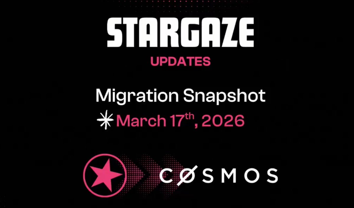 Cosmos_Airdrops's tweet photo. Stargaze migration update ⭐

📅 Snapshot: March 17th

The NFTs:

🔹 Top collections like Bad Kids and Sloths will migrate automatically.

🔹 Other NFTs will be available to claim for free after the move (just gas).

🔹 All active listings and offers will be cancelled at the snapshot.

$STARS migration is planned for Q2.