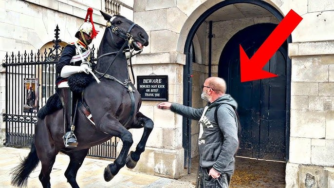 Mikethe1066's tweet photo. @naturelife_ok If you show respect the King's Guard are gentlemen. 
If you act like a jerk they will shout " Step Away from the King's Guard." 
They are real soldiers that take their job seriously.

"STAY AWAY DRUNK MAN, King's Guard https://t.co/S67Qopj172