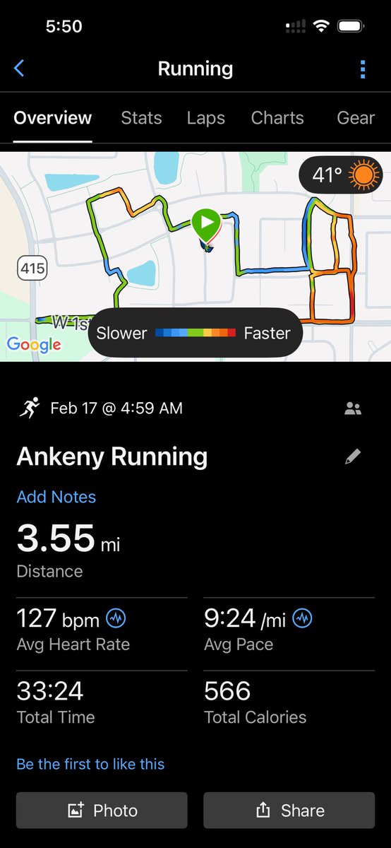 bigmattpaulsen's tweet photo. Hello Tuesday! This mornings run was much better than yesterday! It was a beautiful morning for a run! My legs were still a bit tight but loosened up after a 1/2 mile. Grandson leading the league!! 
Have a great day all! #jkm #inspire
#missbella #thisis61 #brooksshoes https://t.co/snU9irYTBo
