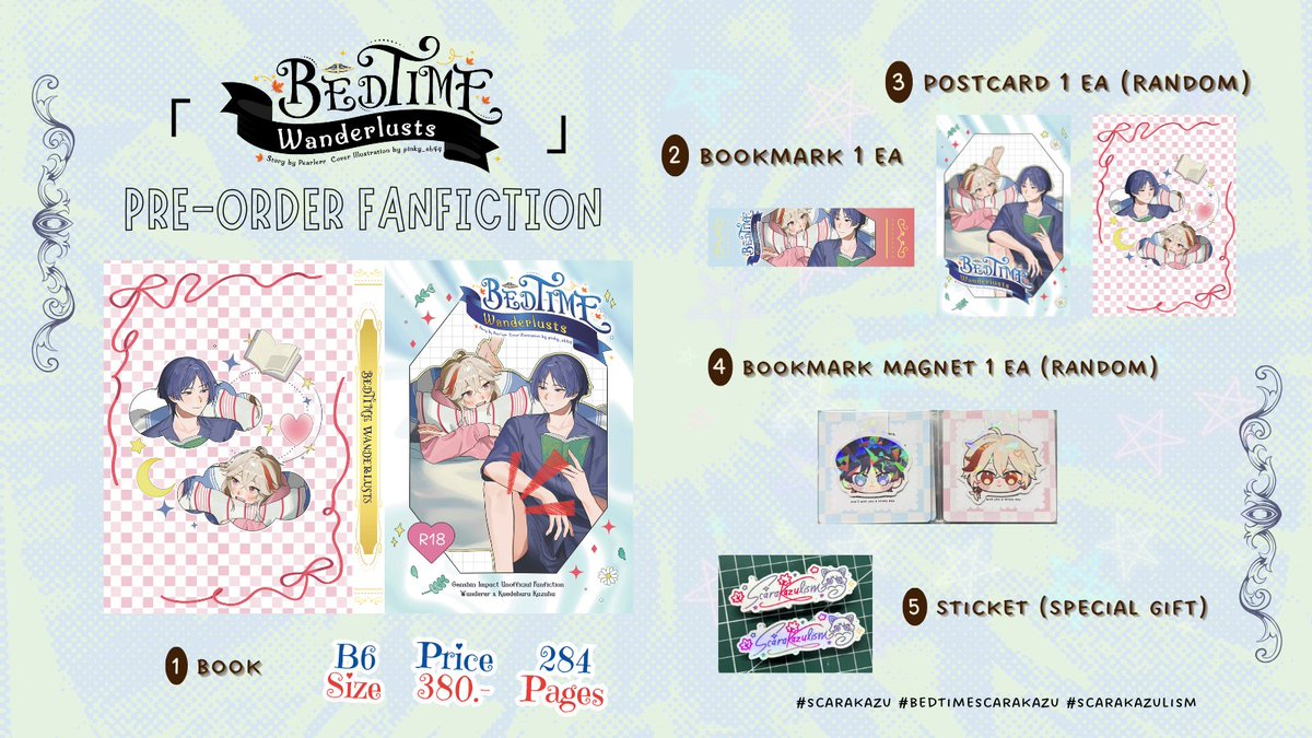 impearlerr's tweet photo. Please help RT!

📣 PRE-ORDER Genshin Fanfic
#CQ9 AT G18 SAT 
❇︎ ของแถมจุกๆ เพิ่มเติมทัก DM

https://t.co/o4jAc8WuwT ˎˊ˗ 

#bedtimescarakazu #scarakazu #scarakazulism #สคาราคาสึ https://t.co/FpFyfuud0B