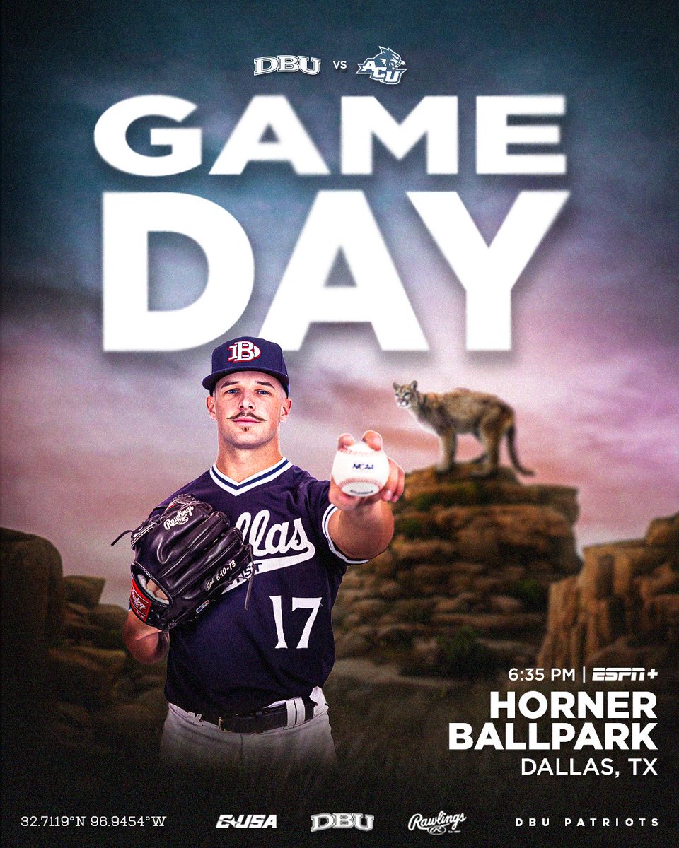 DBU_Baseball's tweet photo. First Tuesday matchup of the season 👀

Join us at 5:00 pm for free food at the Patriot Party tailgate in Athletics Alley (in front of the main entrance of Horner Ballpark). https://t.co/V3QepifZD5