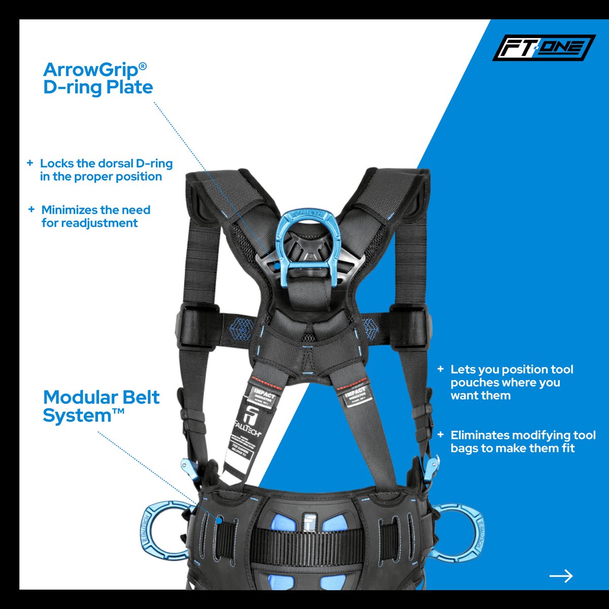 FallTechSafety's tweet photo. The FT-One® Full-Body Harness is engineered to solve the most common complaints workers at height have in the field—from tool sag to constant D-ring adjustments. 

Upgrade your crew’s performance with the harness that works as hard as they do.

 #falltech #safetyfirst #ppe https://t.co/9IbZ8sjVJ5