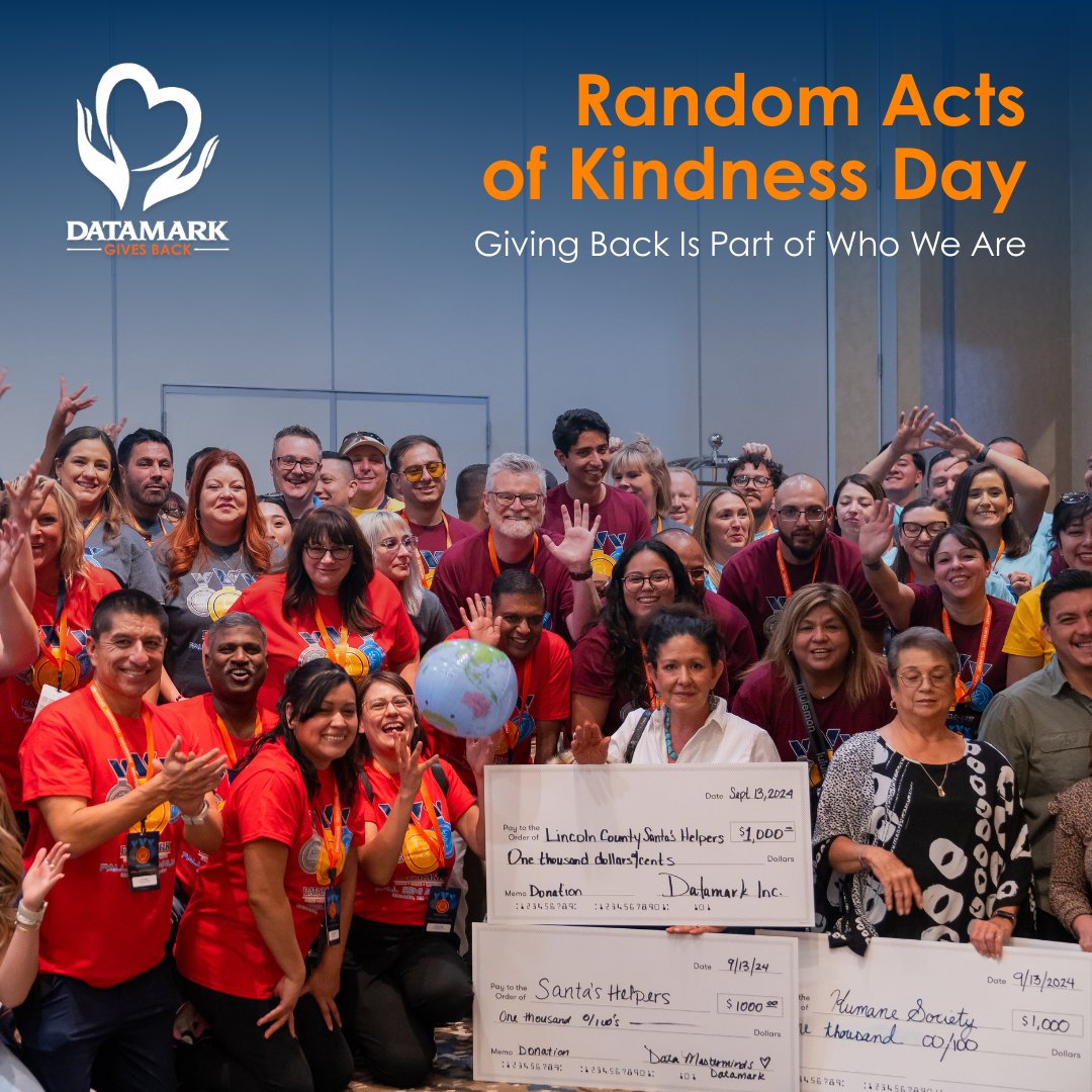Kindness scales. Small acts, repeated across teams and communities, add up to something bigger. That’s the idea behind DATAMARK Gives Back. Happy Random Acts of Kindness Day. #RandomActsOfKindnessDay #DATAMARKGivesBack