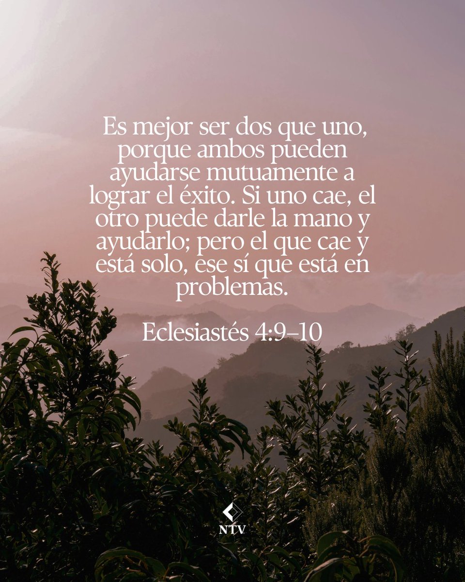 Este versículo bíblico nos enseña que no fuimos creados para caminar solos. La Biblia resalta el valor de la amistad y la comunidad como parte del diseño de Dios para nuestra vida.

#amistad #Biblia #NTV #versiculos #ComunidadCristiana