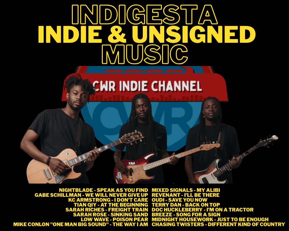 catorwebradio's tweet photo. #NowPlaying #Indigesta
@NightbladeRocks via @Emma_Scott
@thewoodlingbook
#KcArmstrong
#TianQiyi
@sarahrichessong
@SarahMusicSongs
#LowWave
@MikeConlonMusic
#MixedSignals
#Revenant
@itsmeoudi
#TerryDan
@DockHuckleberry
#Breeze
@MNHousework
#ChasingTwisters https://t.co/SmO0aiEmS0