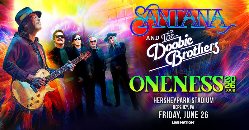LET THE JAMS COMMENCE! 🎸Santana &amp; The Doobie Brothers are coming to #HersheyparkStadium on June 26 for the Oneness Tour! 

Tickets on sale Feb. 20 at 10 AM 🎟️