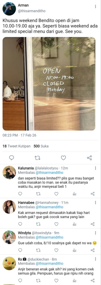 bblubblegum's tweet photo. Jikook few tweet AU

Pastanya natural kata Rexa, tapi Arman bakal buat jadi terasa spesial. Modus supaya dapet review bagus, tapi malah dapet pacar ya Man? 

Here we go! https://t.co/lNUiz61awO