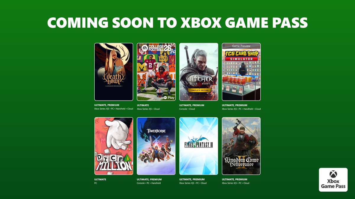 ℹ Estos son los juegos que llegarán a #XboxGamePass durante la segunda mitad de febrero. Como ya nos dejó entrever Melissa McGamepass #KingdomeComeDeliverance2 será el cabeza de cartel de esta tongada👀💪🏻🔥