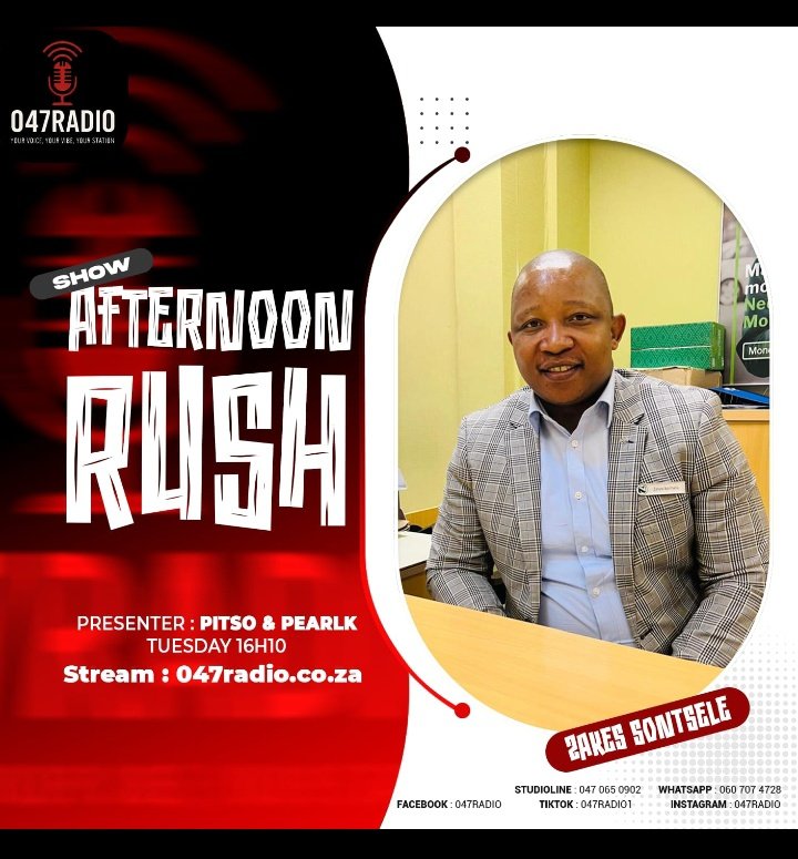 047Radio's tweet photo. How do you advise clients to balance  savings for retirement vs. them chasing investment gains? Mr. Jakes Sontsele joins in the studio.

Call/WhatsApp: 047 065 0902 / 060 707 4728 #047Radio 

stream: https://t.co/HrvAMKynCl https://t.co/l76xtrvmsE