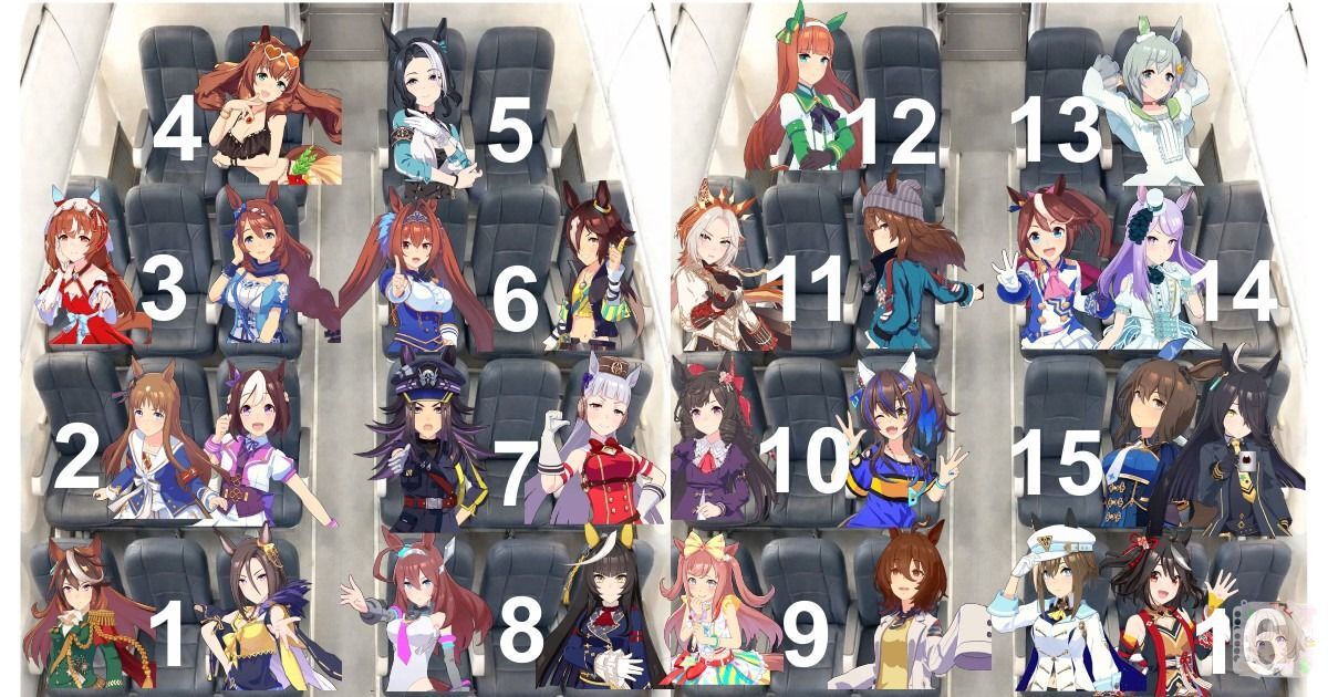 umamusumebase's tweet photo. Kalo Trainer! bakal ada penerbangan selama 10 jam, kira kira pengen duduk di nomer berapa? 😁 https://t.co/iBOYgA7QgG