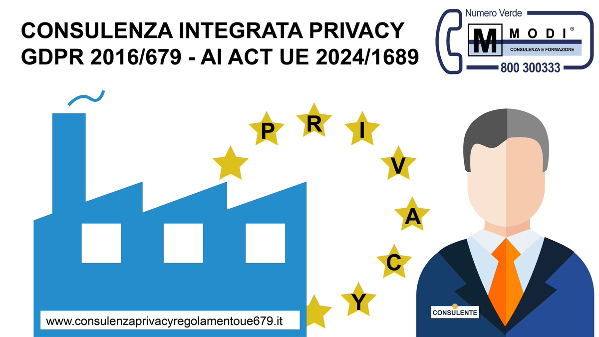 GDPR_UE_679's tweet photo. La valutazione d’impatto per i diritti fondamentali (FRIA), è un adempimento che viene introdotto in Europa con il #Regolamento #Aiact, in vigore dal 1 agosto 2024.

MODI SRL, rispetto a tale adempimento, offre un servizio personalizzato e la valutazione dei rischi.

#consulenza https://t.co/ZBbGd2NC3D