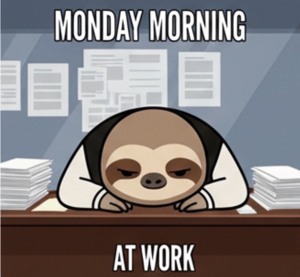 Corp_Sloth's tweet photo. I hate Mondayโฆ.!!!!!
#memecoins #SolanaAirdrop #sol #memetrending #crypto https://t.co/6X6HP5J9GH