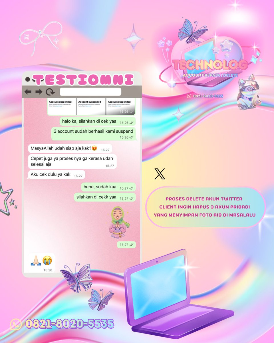 difficclt's tweet image. Bantuan Pemulihan Akun, Intagram, Facebook
Tik Tok, Twitter, T Lindkedin Whatsapp, Telegram ‼️

Akun terkunci/dihack/ditangguhkan⁉️

Atau 
Mau Jasa hack sosmed &amp;amp; sadap sosmed, hapus akun tanpa email/sandi/no hp❓

Trusted, Full Testi, Fast Respon🛍️
wa.me/6282180205535