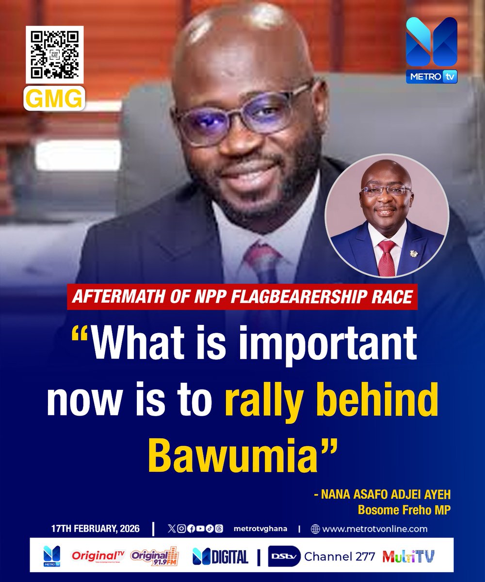 "What is important now is to rally behind Bawumia." -- Nana Asafo Adjei Ayeh (Bosom Freho MP)

#MetroNews #metrotvonline