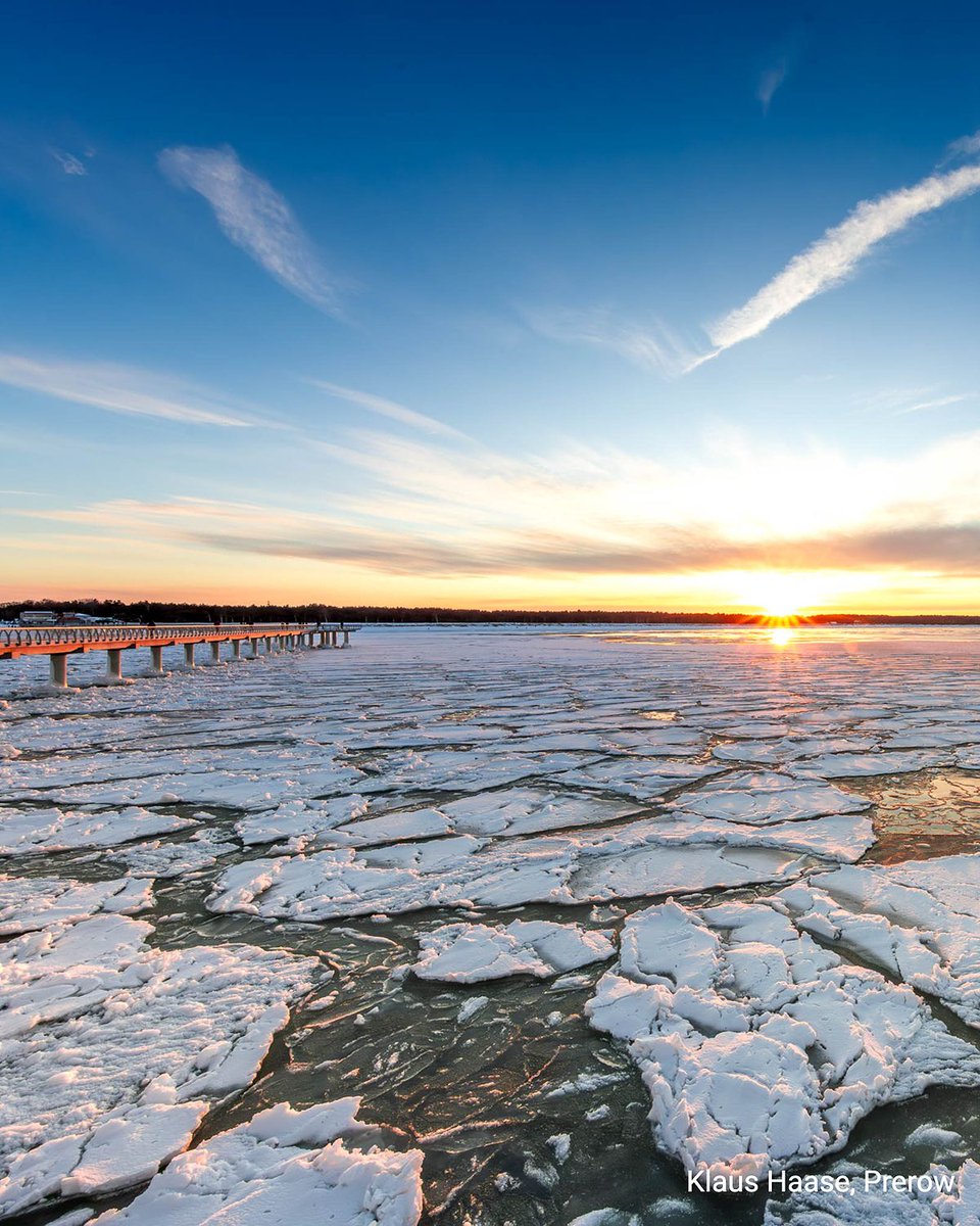 WetterOnline's tweet photo. Eisige Ostsee ❄️🌊 Anhaltender Frost verwandelt die Küste bei Prerow in eine Winterlandschaft. Vor der Seebrücke treiben Eisschollen, Steine und Buhnen sind dick vereist.
#Ostsee #Prerow #Winter #Eisschollen https://t.co/YiZA4y8LTG