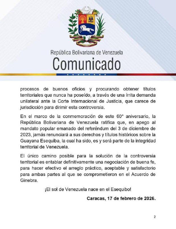 #NotiMippCI 📰🗞| Venezuela ratifica vigencia del Acuerdo de Ginebra a 60 años de su firma

Lea más ⏩ mippci.gob.ve/index.php/2026…