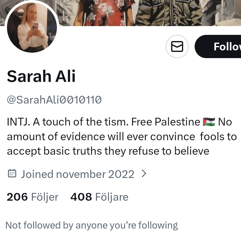 Ytterligare ett pro musse/arab/Ryssland/Iran konto som låtsas vara "en av oss". Kontot "förfäras" givetvis över Epstein men ger blanka f*n att halva MENA gifter bort nioåriga småflickor. Nice try, "Sarah".